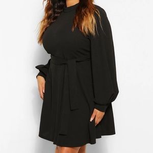 Boohoo Plus High Neck Sleeve Skater Dress